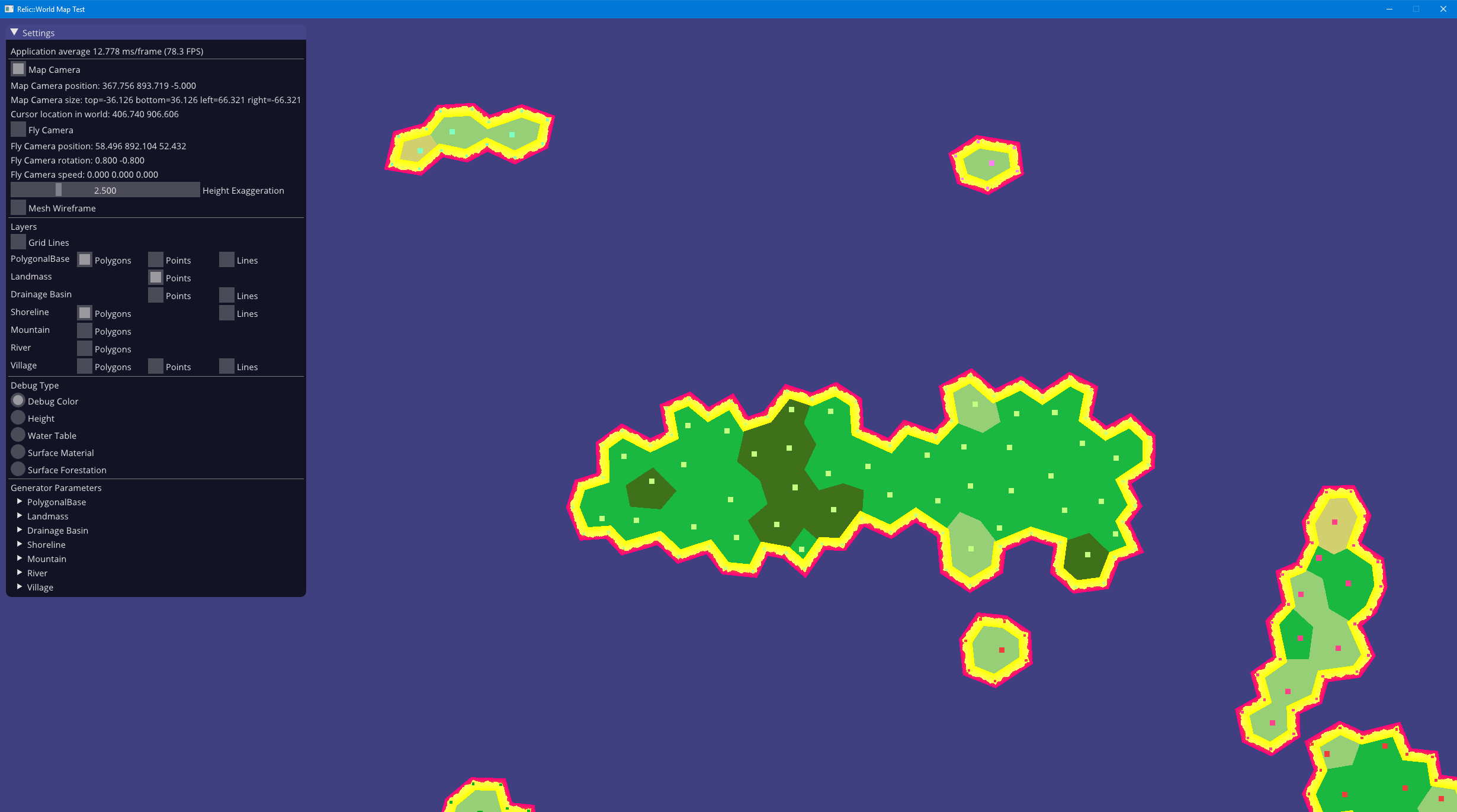 land mass and shorelines